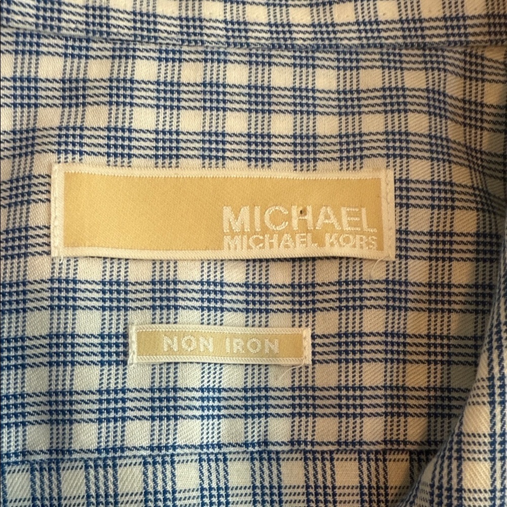 Michael Kors Blue and White Checkered Casual Shirt - Picture 3 of 5